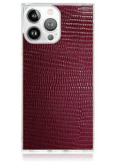 Burgundy Lizard Square iPhone Case #iPhone 16 Pro + MagSafe