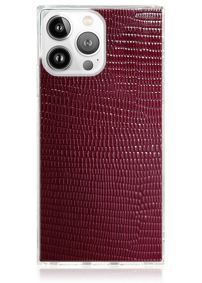 Burgundy Lizard Square iPhone Case #iPhone 15 Pro Max