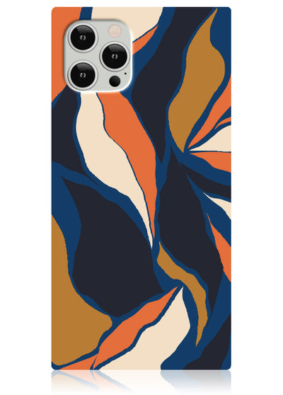 Navy Blossom Square iPhone Case #iPhone 12 / iPhone 12 Pro