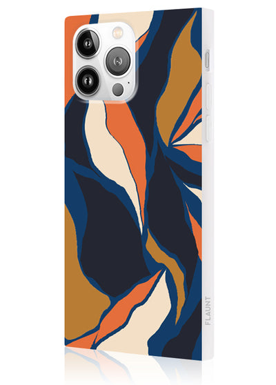 Navy Blossom Square iPhone Case #iPhone 14 Pro