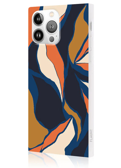 Navy Blossom Square iPhone Case #iPhone 15 Pro