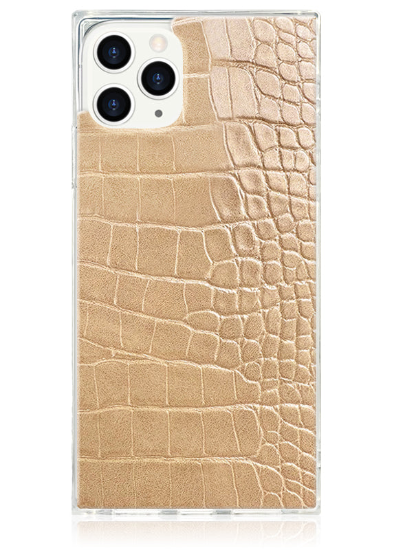 SQUARE® Tan Crocodile Faux Leather iPhone Case