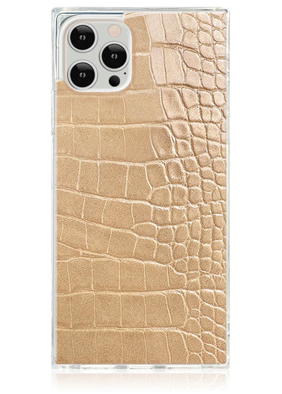 Tan Crocodile Square iPhone Case #iPhone 12 / iPhone 12 Pro