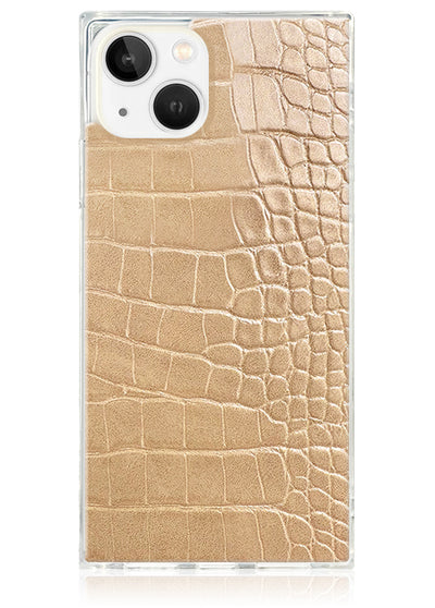 Tan Crocodile Square iPhone Case #iPhone 13 + MagSafe