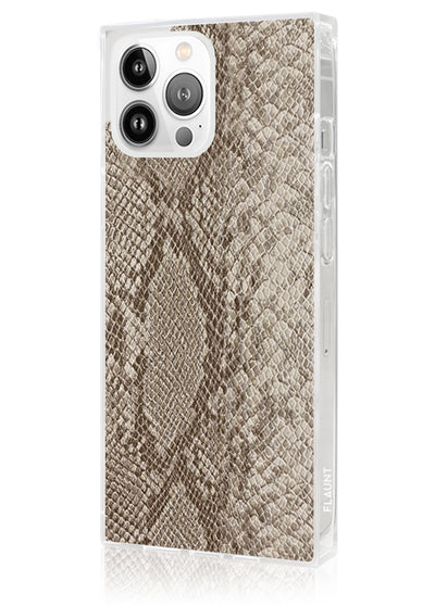 Nude Python Faux Leather SQUARE iPhone Case #iPhone 13 Pro + MagSafe