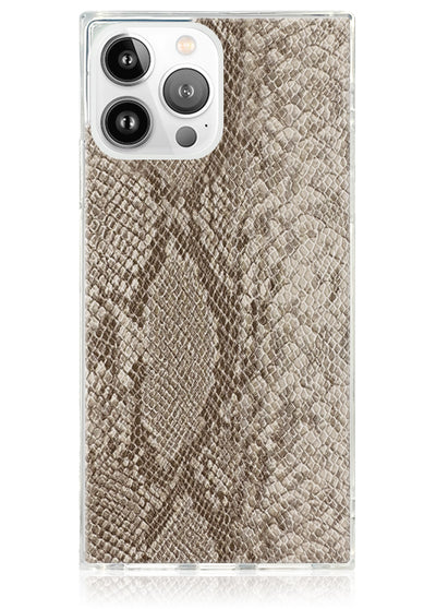 Nude Python Faux Leather SQUARE iPhone Case #iPhone 13 Pro Max + MagSafe