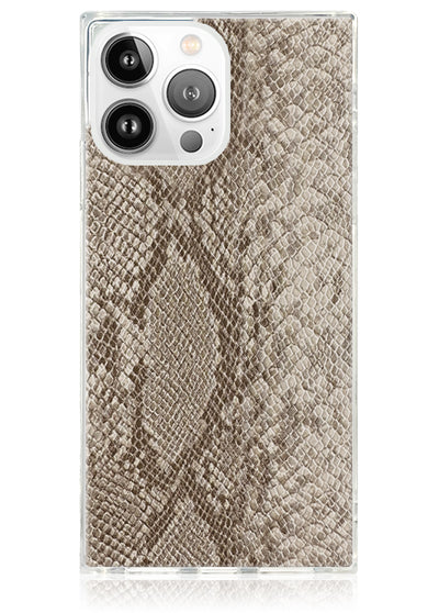 Nude Python Faux Leather SQUARE iPhone Case #iPhone 14 Pro
