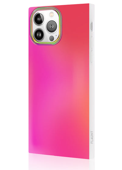 Pink Iridescent Satin Square iPhone Case #iPhone 13 Pro