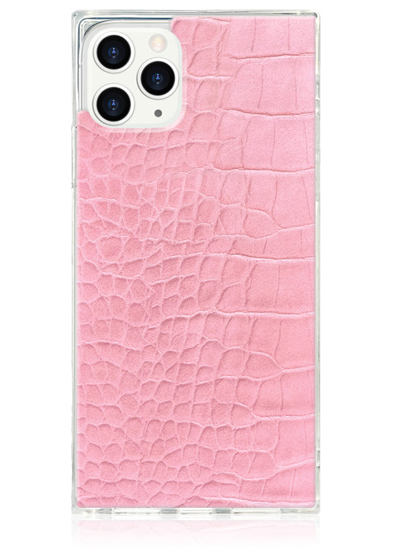 SQUARE® Pink Crocodile Faux Leather iPhone Case