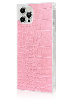 Pink Crocodile Square iPhone Case #iPhone 12 Pro Max