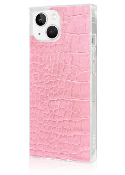 Pink Crocodile Square iPhone Case #iPhone 14 Plus