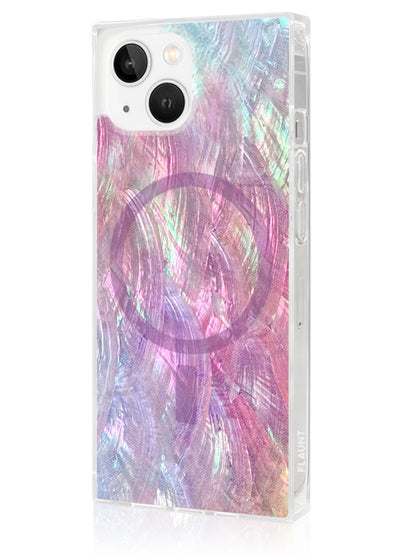 Pink Mother of Pearl Square iPhone Case #iPhone 17e/16e/14/13 + MagSafe