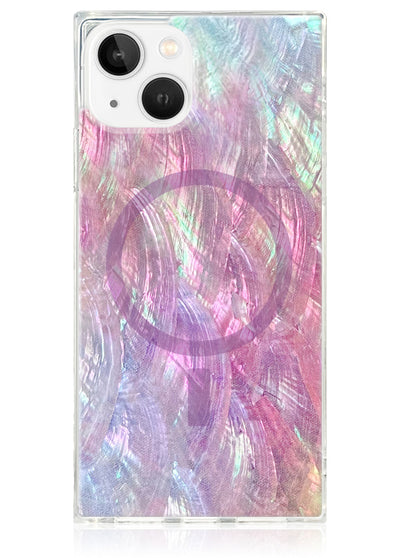 Pink Mother of Pearl Square iPhone Case #iPhone 17e/16e/14/13 + MagSafe