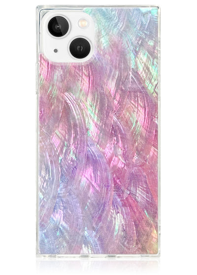 Pink Mother of Pearl Square iPhone Case #iPhone 15 Plus