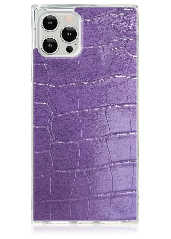 Funda para iPhone SQUARE® de piel sintética con diseño de cocodrilo morado