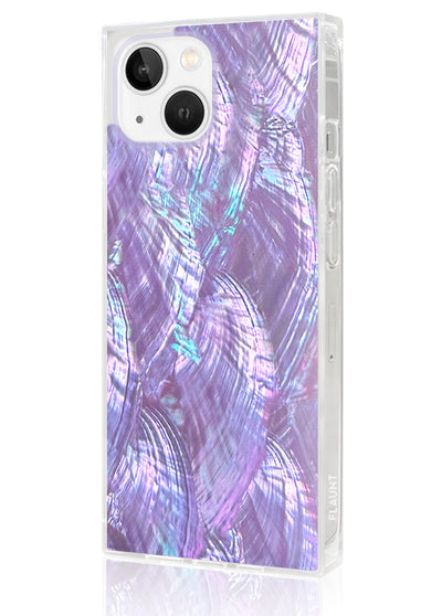 Purple Mother of Pearl Square iPhone Case #iPhone 14 Plus