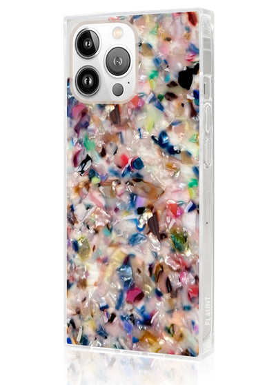 Rainbow Confetti Tortoise SQUARE Phone Case #iPhone 14 Pro + MagSafe