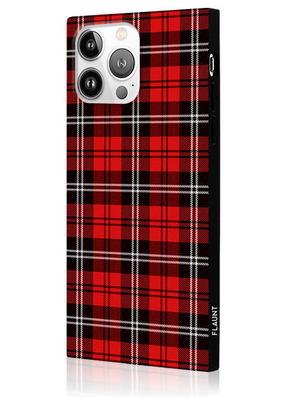 Red Plaid Square iPhone Case #iPhone 15 Pro