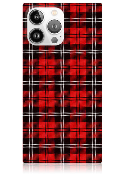 Red Plaid Square iPhone Case #iPhone 15 Pro + MagSafe