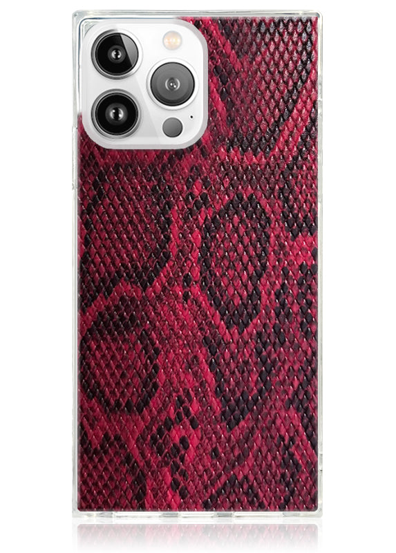 Funda para iPhone de piel sintética de pitón roja SQUARE®