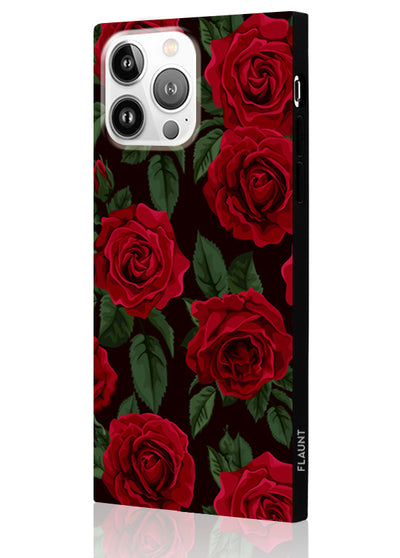 Rose Print Square iPhone Case #iPhone 15 Pro + MagSafe