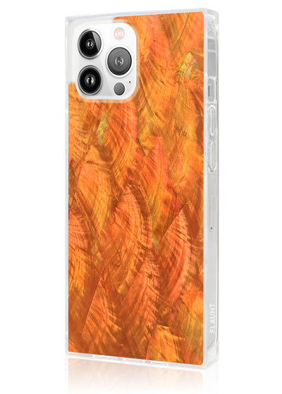 Orange Mother of Pearl Square iPhone Case #iPhone 14 Pro Max + MagSafe