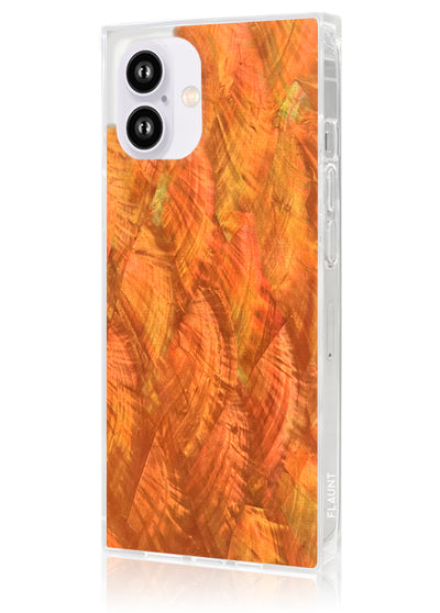 Orange Mother of Pearl Square iPhone Case #iPhone 16 Plus + MagSafe