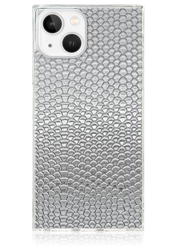SQUARE® Silver Metallic Snakeskin Faux Leather iPhone Case