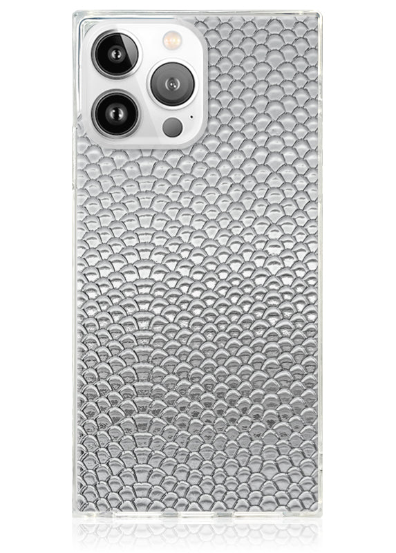 SQUARE® Silver Metallic Snakeskin Faux Leather iPhone Case