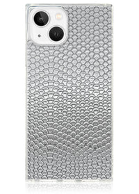 ["Silver", "Metallic", "Snakeskin", "Faux", "Leather", "Square", "iPhone", "Case", "#iPhone", "15"]