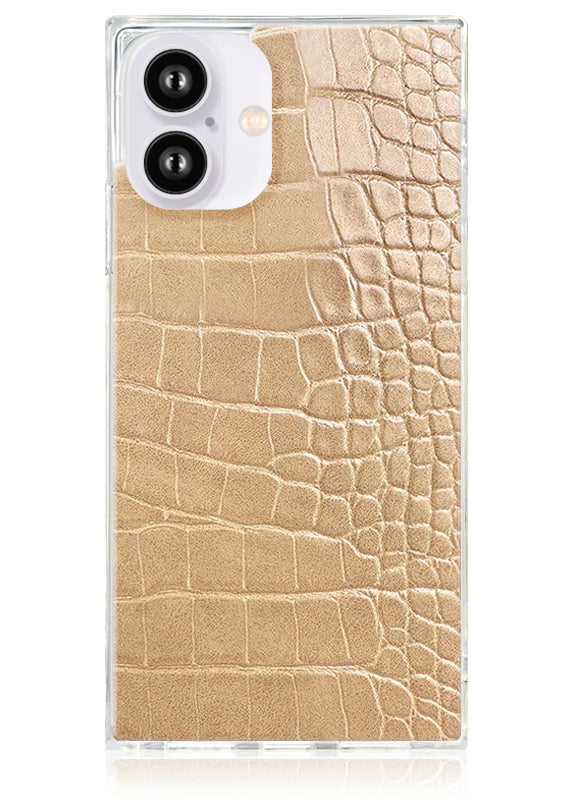 SQUARE® Tan Crocodile Faux Leather iPhone Case