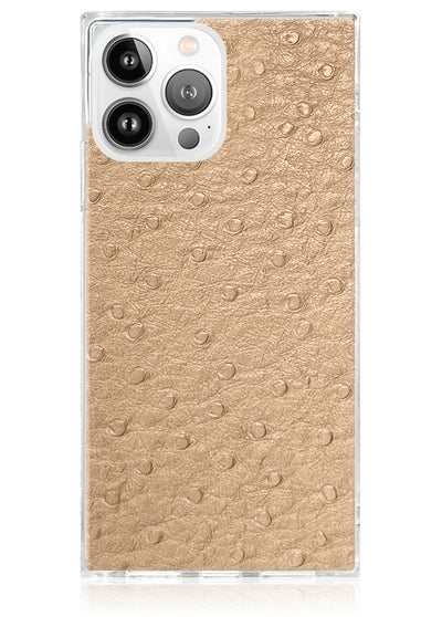 Tan Ostrich SQUARE iPhone Case #iPhone 13 Pro + MagSafe