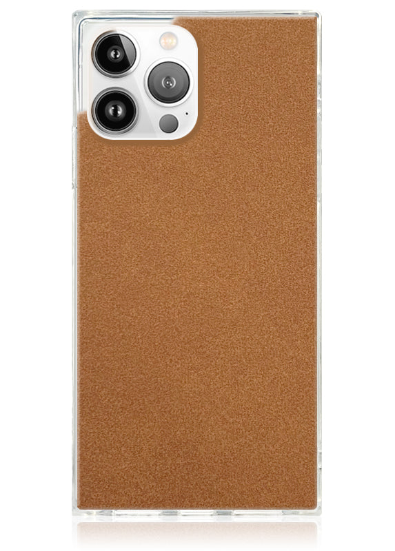 SQUARE® Tan Suede Faux Leather iPhone Case