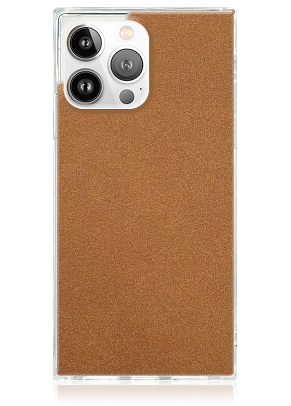 SQUARE® Tan Suede Faux Leather iPhone Case