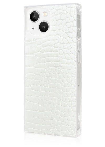 White Crocodile Square iPhone Case #iPhone 13 + MagSafe