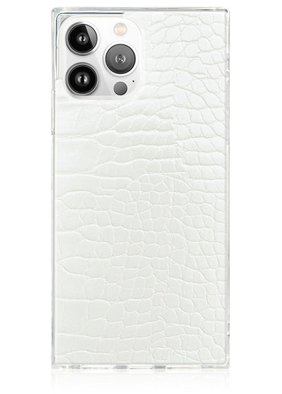 White Crocodile Square iPhone Case #iPhone 13 Pro + MagSafe