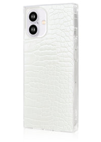 ["White", "Crocodile", "Square", "iPhone", "Case", "#iPhone", "16", "Plus"]