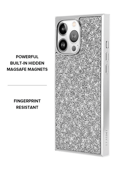 SQUARE® Silver Crystal Elegance iPhone Case #iPhone 16 Pro + MagSafe,iPhone 16 Pro Max + MagSafe