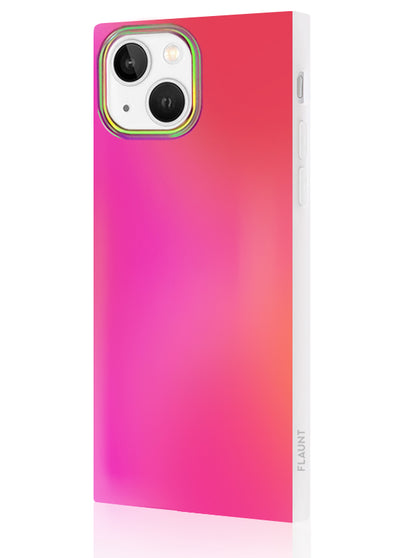 Pink Iridescent Satin Square iPhone Case #iPhone 15 Plus