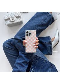 ["SQUARE®", "Pink", "Checkered", "Mother", "of", "Pearl", "iPhone", "Case"]