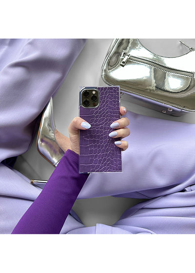 Purple Crocodile Faux Leather SQUARE iPhone Case