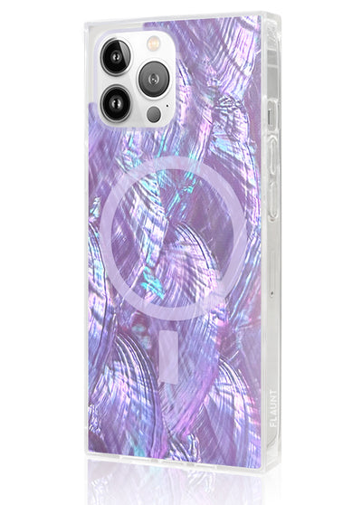 Purple Mother of Pearl Square iPhone Case #iPhone 13 Pro Max + MagSafe