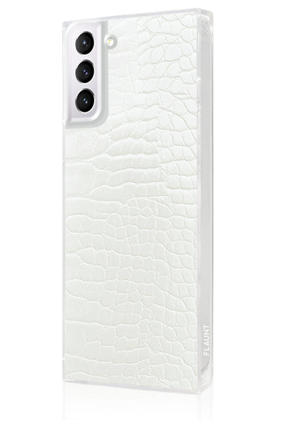 White Crocodile Square Samsung Galaxy Case #Galaxy S21