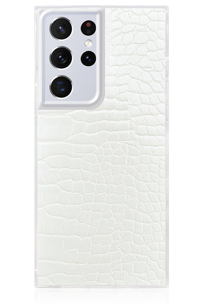 White Crocodile Square Samsung Galaxy Case #Galaxy S21 Ultra