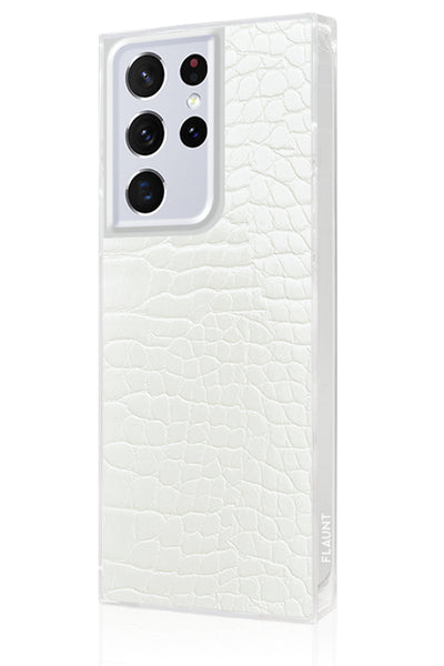 White Crocodile Square Samsung Galaxy Case #Galaxy S22 Ultra