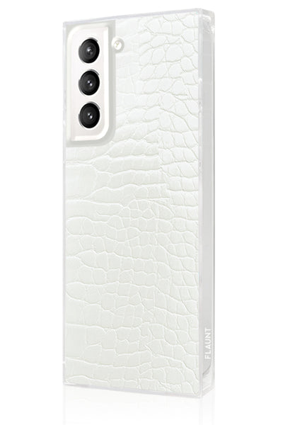White Crocodile Square Samsung Galaxy Case #Galaxy S23 Plus