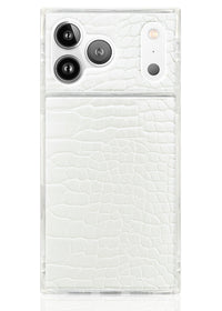 ["White", "Crocodile", "Square", "iPhone", "Case", "#iPhone", "17", "Pro", "Max", "+", "MagSafe"]
