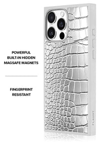 ["SQUARE", "Chromed", "Silver", "Faux", "Croc", "iPhone", "Case", "#iPhone", "16", "Pro", "Max", "+", "MagSafe,", "iPhone", "16", "Pro", "+", "MagSafe"]