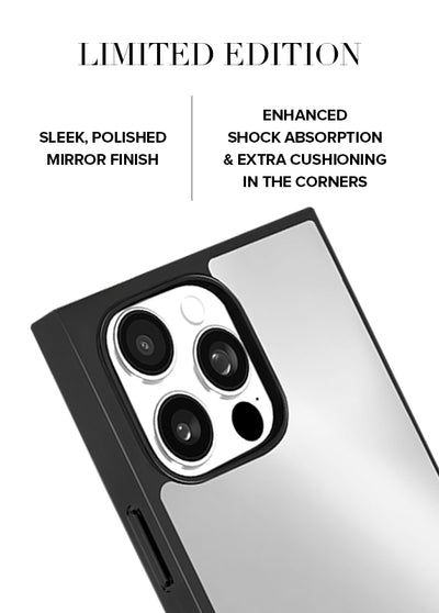 FLAUNT x Jennifer Fisher - SQUARE Silver Metallic Mirror iPhone Case #iPhone 16 Pro Max + MagSafe,iPhone 16 Pro + MagSafe