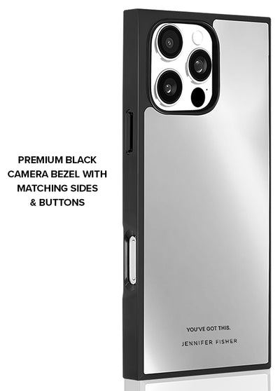 FLAUNT x Jennifer Fisher - SQUARE Silver Metallic Mirror iPhone Case #iPhone 16 Pro Max + MagSafe,iPhone 16 Pro + MagSafe